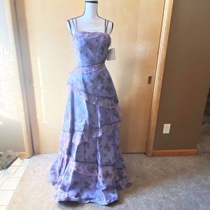 NWT Sz6 Coli Couture Purple Floral Diagonal Formal
